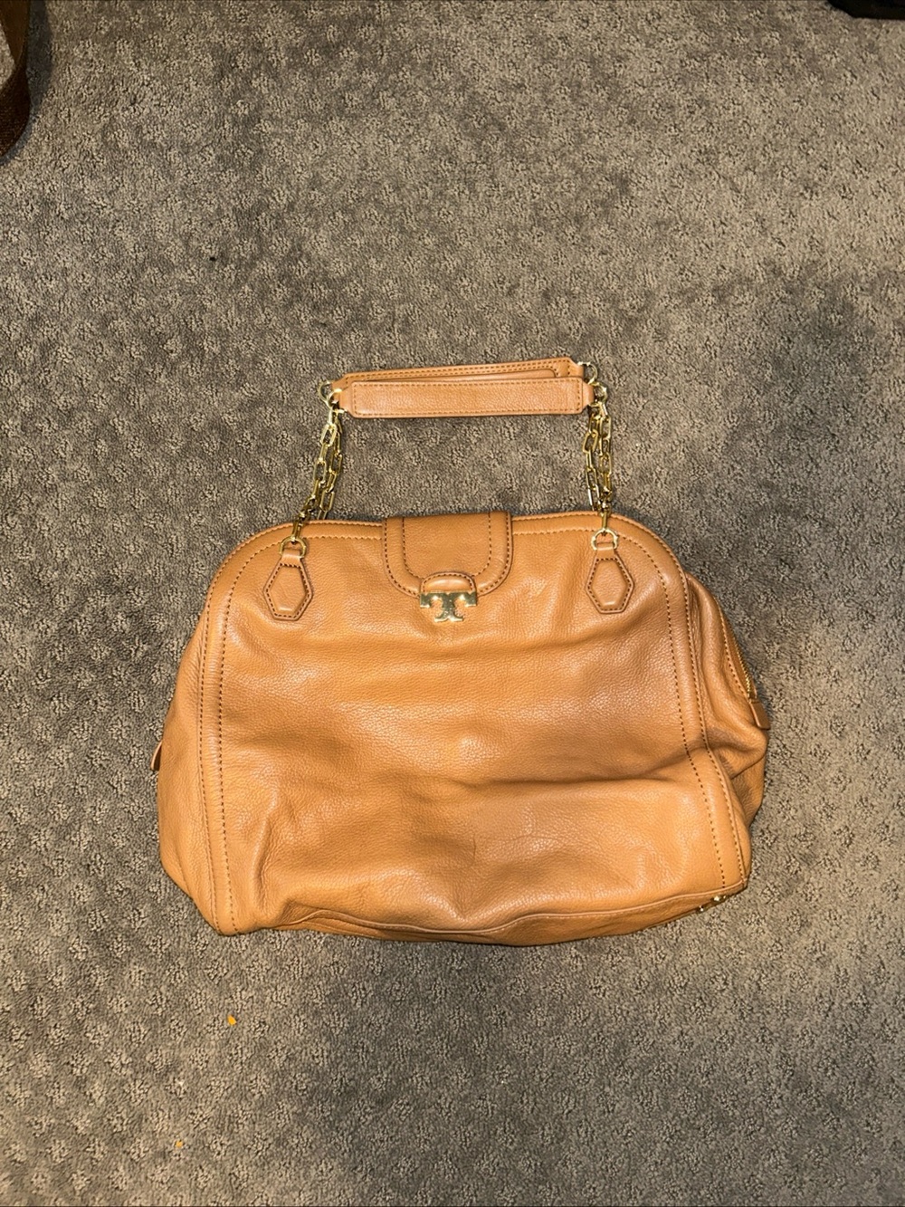 Leather Shoulder Bag in Tan Tory Burch